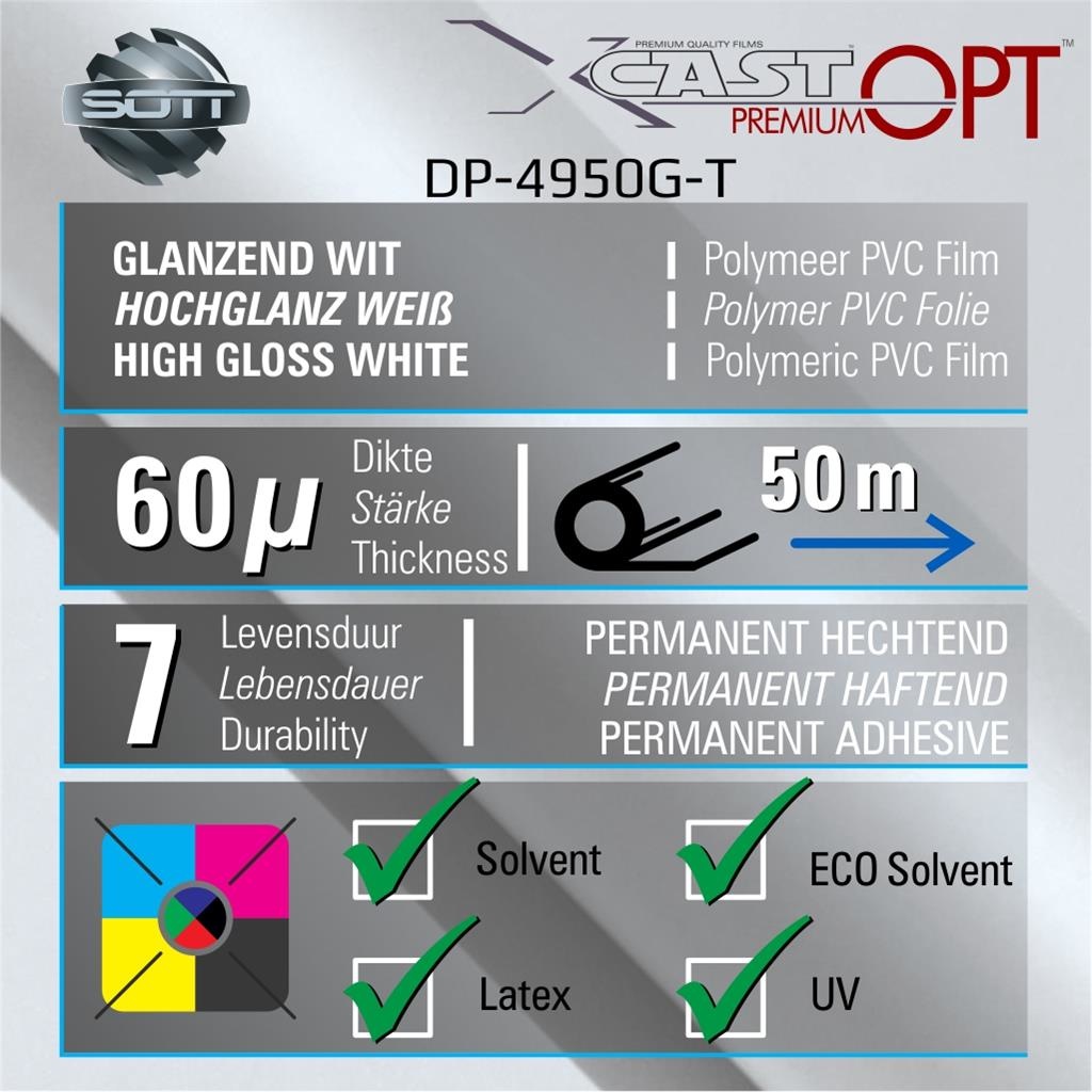 DigiPrint X-Cast™ PremiumOPT™ Glanz Weiß - 152 cm